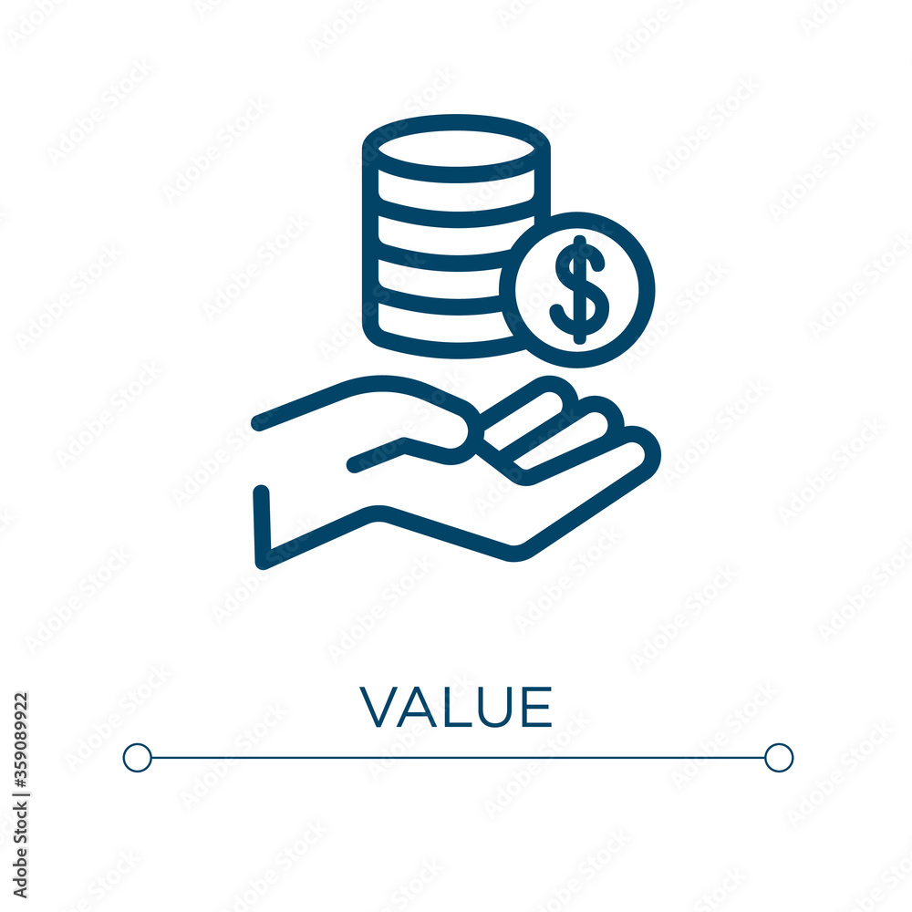 Poster value icon. linear vector illustration. outline value icon vector. thin line symbol for use on web a