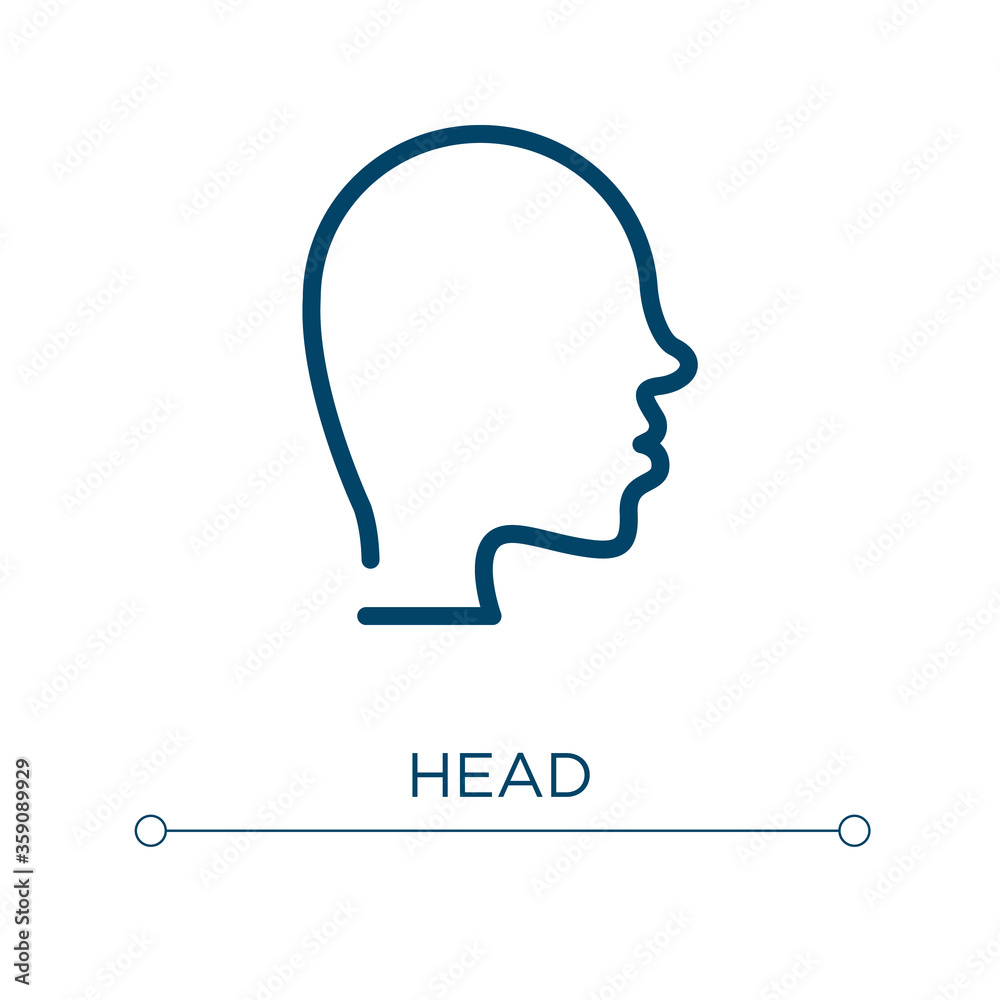 Poster head icon. linear vector illustration. outline head icon vector. thin line symbol for use on web and