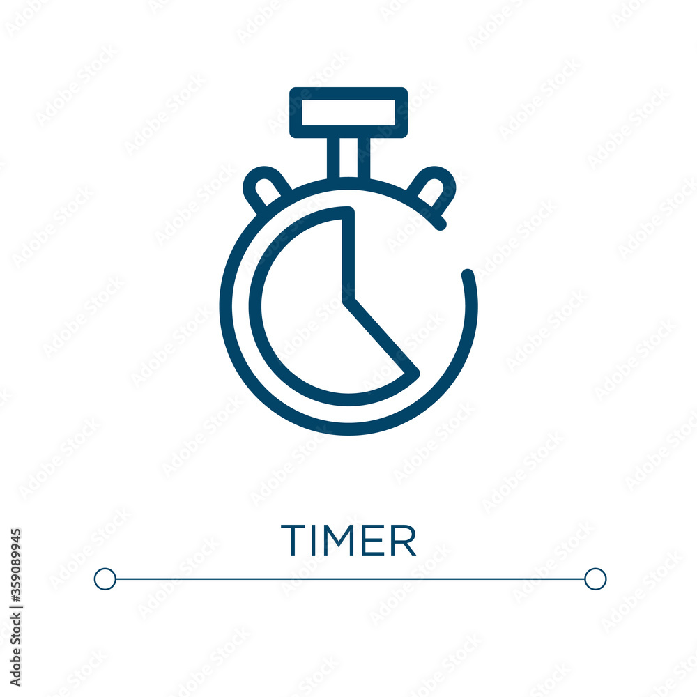 Poster timer icon. linear vector illustration. outline timer icon vector. thin line symbol for use on web a