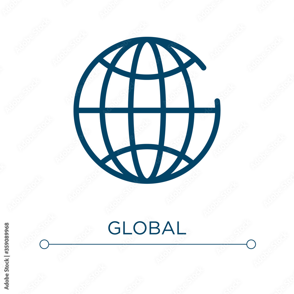 Poster global icon. linear vector illustration. outline global icon vector. thin line symbol for use on web