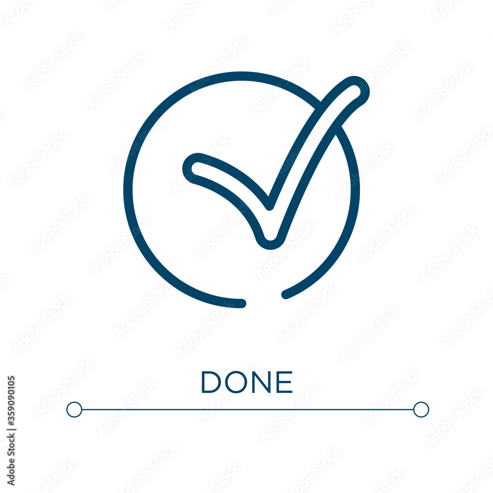 Poster done icon. linear vector illustration. outline done icon vector. thin line symbol for use on web and