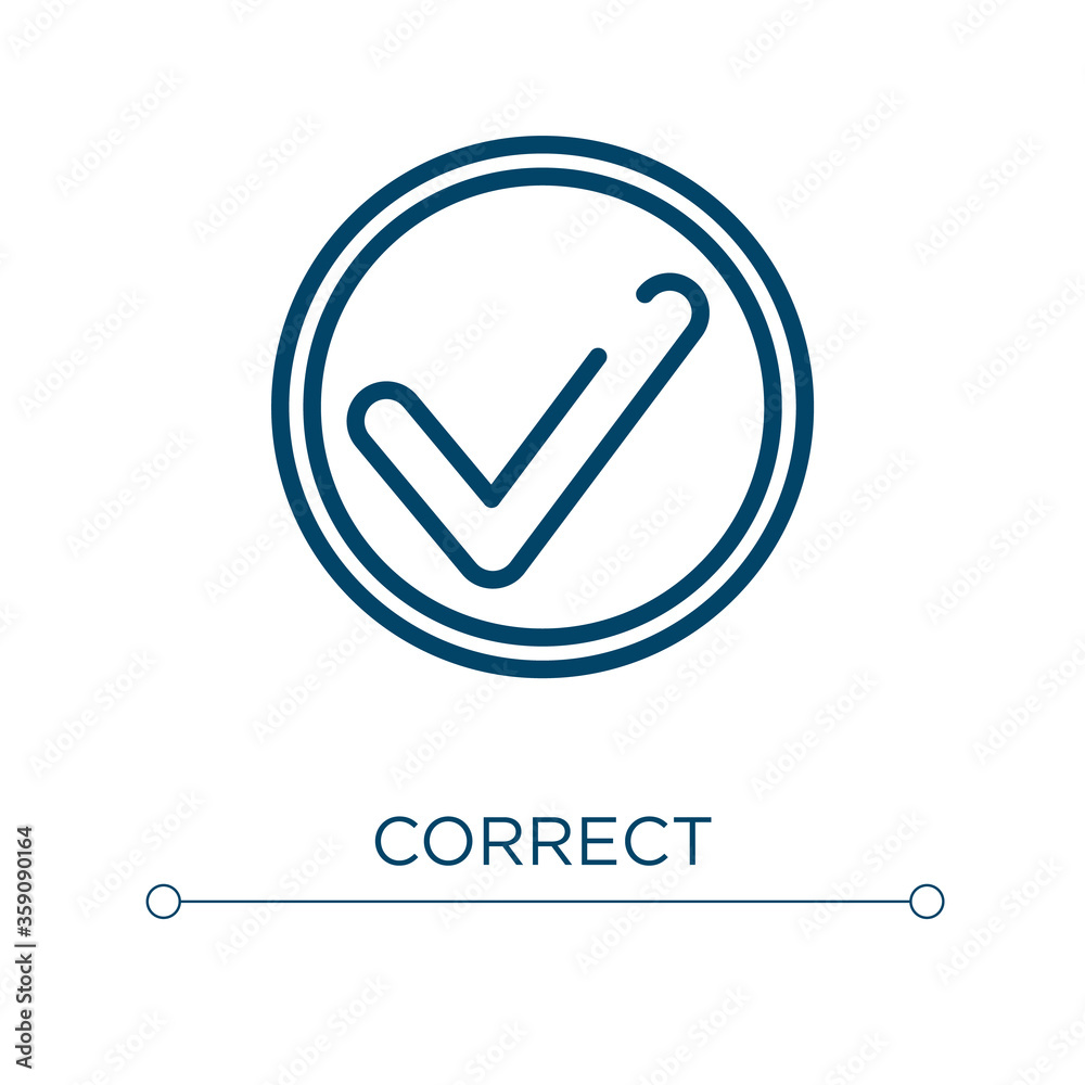 Poster correct icon. linear vector illustration. outline correct icon vector. thin line symbol for use on w