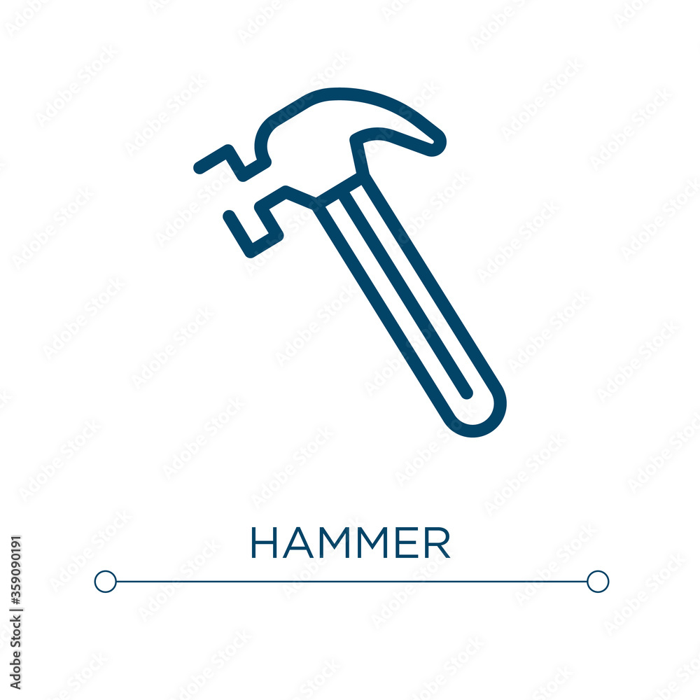 Poster hammer icon. linear vector illustration. outline hammer icon vector. thin line symbol for use on web