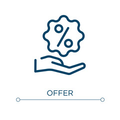 Offer icon. Linear vector illustration. Outline offer icon vector. Thin line symbol for use on web and mobile apps, logo, print media.