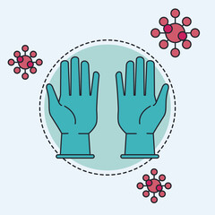 gloves rubber medical accessory with covid19 particles