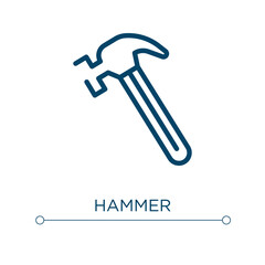 Hammer icon. Linear vector illustration. Outline hammer icon vector. Thin line symbol for use on web and mobile apps, logo, print media.