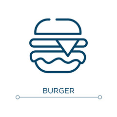 Burger icon. Linear vector illustration. Outline burger icon vector. Thin line symbol for use on web and mobile apps, logo, print media.