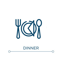 Dinner icon. Linear vector illustration. Outline dinner icon vector. Thin line symbol for use on web and mobile apps, logo, print media.