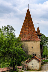Fototapeta na wymiar Architecture of the historic centre of Sighisoara, Romania. UNESCO World Heritage