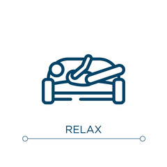 Relax icon. Linear vector illustration. Outline relax icon vector. Thin line symbol for use on web and mobile apps, logo, print media.