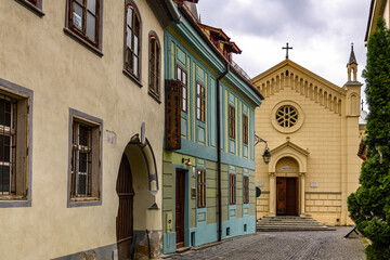 Fototapeta na wymiar Jewish church of the historic centre of Sighisoara, Romania. UNESCO World Heritage