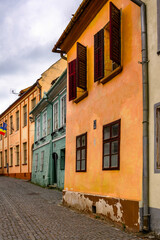Colourful houses of the historic centre of Sighisoara, Romania. UNESCO World Heritage