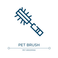 Pet brush icon. Linear vector illustration from pet grooming collection. Outline pet brush icon vector. Thin line symbol for use on web and mobile apps, logo, print media.