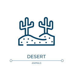 Desert icon. Linear vector illustration from africa collection. Outline desert icon vector. Thin line symbol for use on web and mobile apps, logo, print media.
