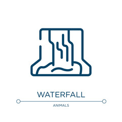 Waterfall icon. Linear vector illustration from africa collection. Outline waterfall icon vector. Thin line symbol for use on web and mobile apps, logo, print media.