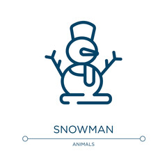Snowman icon. Linear vector illustration from winter nature collection. Outline snowman icon vector. Thin line symbol for use on web and mobile apps, logo, print media.