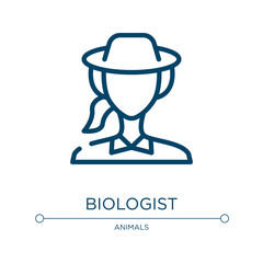 Biologist icon. Linear vector illustration from in the zoo collection. Outline biologist icon vector. Thin line symbol for use on web and mobile apps, logo, print media.
