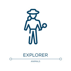 Explorer icon. Linear vector illustration from in the zoo collection. Outline explorer icon vector. Thin line symbol for use on web and mobile apps, logo, print media.