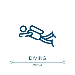 Diving icon. Linear vector illustration from in the zoo collection. Outline diving icon vector. Thin line symbol for use on web and mobile apps, logo, print media.