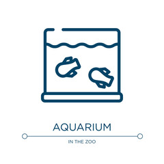 Aquarium icon. Linear vector illustration from in the zoo collection. Outline aquarium icon vector. Thin line symbol for use on web and mobile apps, logo, print media.