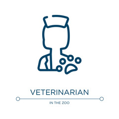 Veterinarian icon. Linear vector illustration from in the zoo collection. Outline veterinarian icon vector. Thin line symbol for use on web and mobile apps, logo, print media.