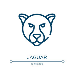 Jaguar icon. Linear vector illustration from animal head collection. Outline jaguar icon vector. Thin line symbol for use on web and mobile apps, logo, print media.