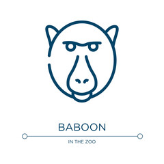 Baboon icon. Linear vector illustration from animal head collection. Outline baboon icon vector. Thin line symbol for use on web and mobile apps, logo, print media.