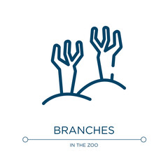 Branches icon. Linear vector illustration from desert collection. Outline branches icon vector. Thin line symbol for use on web and mobile apps, logo, print media.