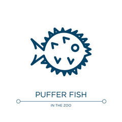 Puffer fish icon. Linear vector illustration from wildlife collection. Outline puffer fish icon vector. Thin line symbol for use on web and mobile apps, logo, print media.