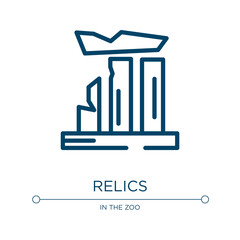 Relics icon. Linear vector illustration from desert collection. Outline relics icon vector. Thin line symbol for use on web and mobile apps, logo, print media.