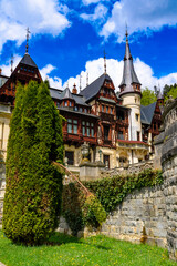 Fototapeta premium Peles Castle, a Neo-Renaissance castle in the Carpathian Mountains, Sinaia, Prahova County, Romania