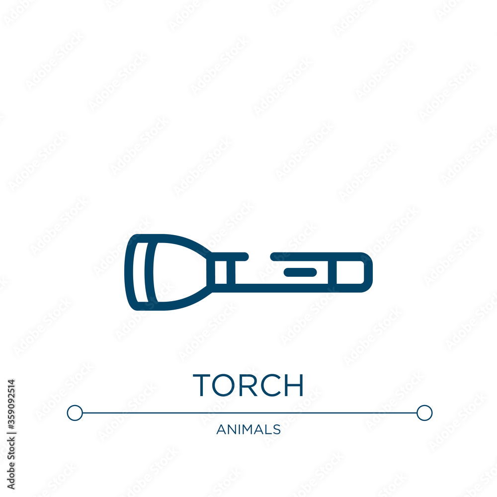 Poster torch icon. linear vector illustration from hunting collection. outline torch icon vector. thin line