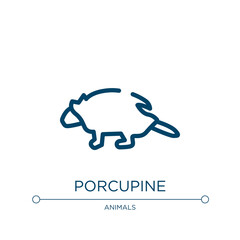 Porcupine icon. Linear vector illustration from animals collection. Outline porcupine icon vector. Thin line symbol for use on web and mobile apps, logo, print media.