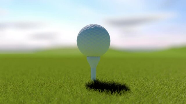 Golf. Animation of golf ball falling into a hole