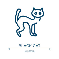 Black cat icon. Linear vector illustration from halloween collection. Outline black cat icon vector. Thin line symbol for use on web and mobile apps, logo, print media.
