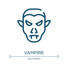 Vampire icon. Linear vector illustration from halloween collection. Outline vampire icon vector. Thin line symbol for use on web and mobile apps, logo, print media.