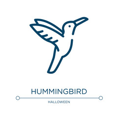 Hummingbird icon. Linear vector illustration from nature lineal pack collection. Outline hummingbird icon vector. Thin line symbol for use on web and mobile apps, logo, print media.