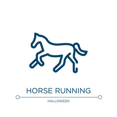 Horse running icon. Linear vector illustration from horses collection. Outline horse running icon vector. Thin line symbol for use on web and mobile apps, logo, print media.