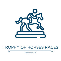 Trophy of horses races icon. Linear vector illustration from horses collection. Outline trophy of horses races icon vector. Thin line symbol for use on web and mobile apps, logo, print media.