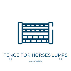 Fence for horses jumps icon. Linear vector illustration from horses collection. Outline fence for horses jumps icon vector. Thin line symbol for use on web and mobile apps, logo, print media.