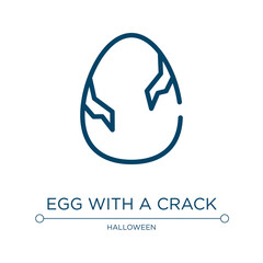 Egg with a crack icon. Linear vector illustration from birds pack collection. Outline egg with a crack icon vector. Thin line symbol for use on web and mobile apps, logo, print media.
