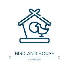 Bird and house icon. Linear vector illustration from birds pack collection. Outline bird and house icon vector. Thin line symbol for use on web and mobile apps, logo, print media.