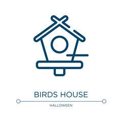 Birds house icon. Linear vector illustration from birds pack collection. Outline birds house icon vector. Thin line symbol for use on web and mobile apps, logo, print media.