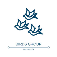 Birds group icon. Linear vector illustration from birds pack collection. Outline birds group icon vector. Thin line symbol for use on web and mobile apps, logo, print media.