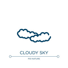 Cloudy sky icon. Linear vector illustration from poi nature collection. Outline cloudy sky icon vector. Thin line symbol for use on web and mobile apps, logo, print media.