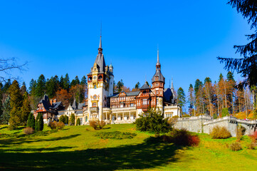 It's Panorama of the Peles Castle, a Neo-Renaissance castle in the Carpathian Mountains of Romania