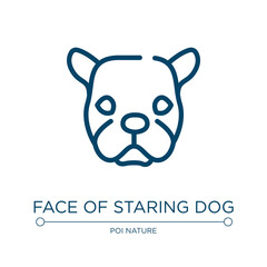 Face of staring dog icon. Linear vector illustration from woof woof collection. Outline face of staring dog icon vector. Thin line symbol for use on web and mobile apps, logo, print media.