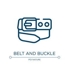 Belt and buckle icon. Linear vector illustration from woof woof collection. Outline belt and buckle icon vector. Thin line symbol for use on web and mobile apps, logo, print media.