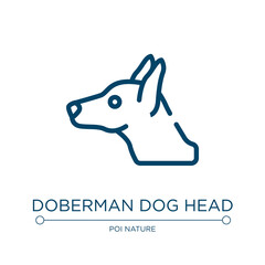 Doberman dog head icon. Linear vector illustration from woof woof collection. Outline doberman dog head icon vector. Thin line symbol for use on web and mobile apps, logo, print media.