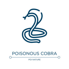Poisonous cobra icon. Linear vector illustration from free animals collection. Outline poisonous cobra icon vector. Thin line symbol for use on web and mobile apps, logo, print media.